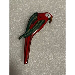 Vintage‎ Hand Made Copper & Enamel Parrot Pin